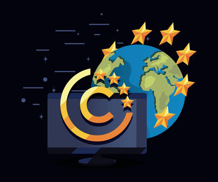 copyright world computer digital symbol vector illustrationのイラスト素材