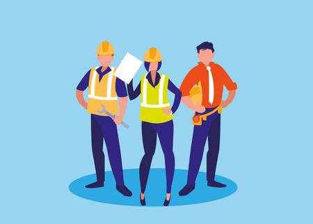 group of workers industrials avatar character vector illustration designのイラスト素材