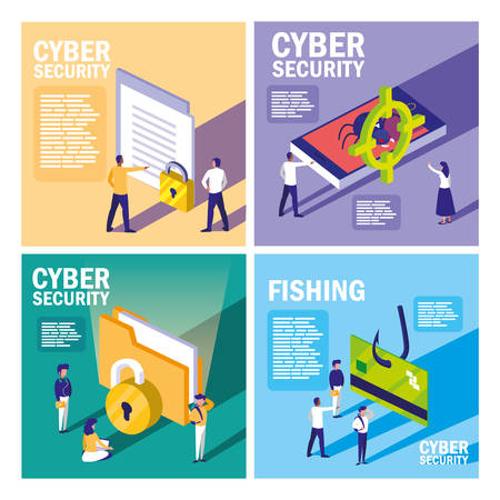 set icons of cyber security vector illustration designのイラスト素材
