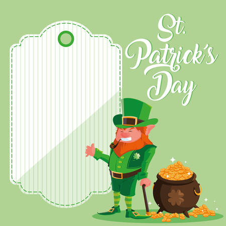 st patrick day with leprechaun and cauldron vector illustration designのイラスト素材