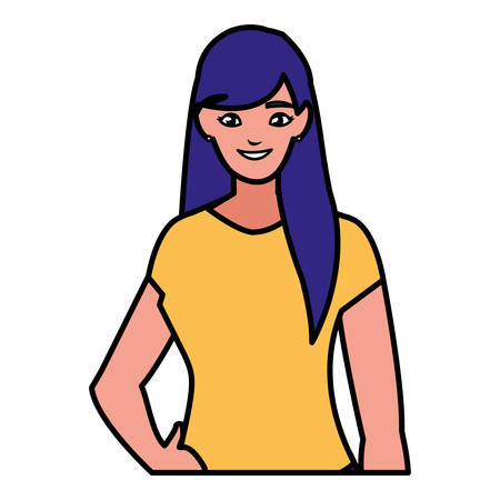 beautiful and young woman character vector illustration designのイラスト素材