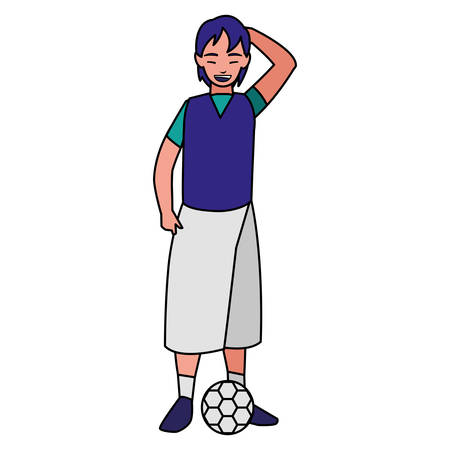 little boy with balloon soccer character vector illustration designのイラスト素材