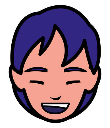 cute little boy head character vector illustration designのイラスト素材