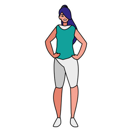 beautiful and young woman character vector illustration designのイラスト素材