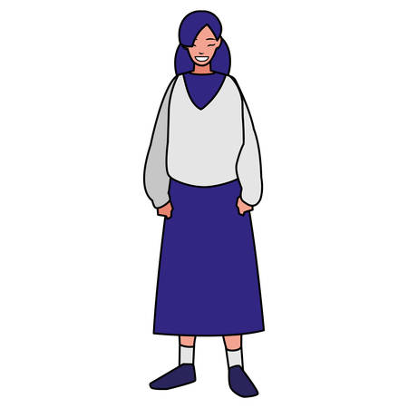 beautiful and young woman character vector illustration designのイラスト素材