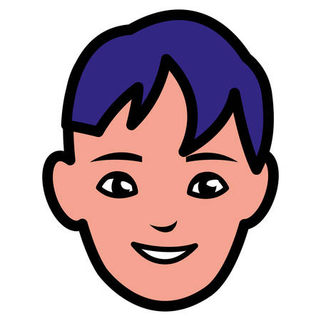 cute little boy head character vector illustration designのイラスト素材