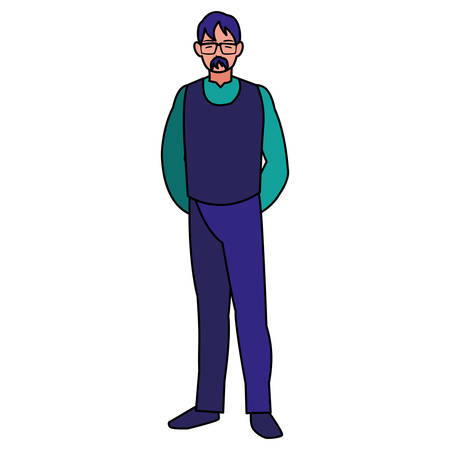 young man with glasses avatar character vector illustration designのイラスト素材