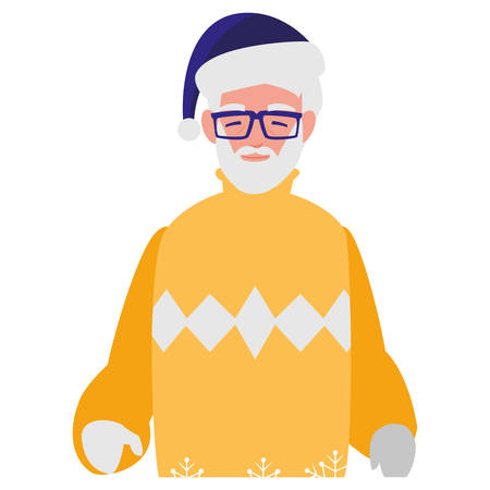 cute grandfather with winter clothes vector illustration designのイラスト素材