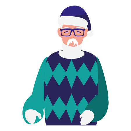 cute grandfather with winter clothes vector illustration designのイラスト素材