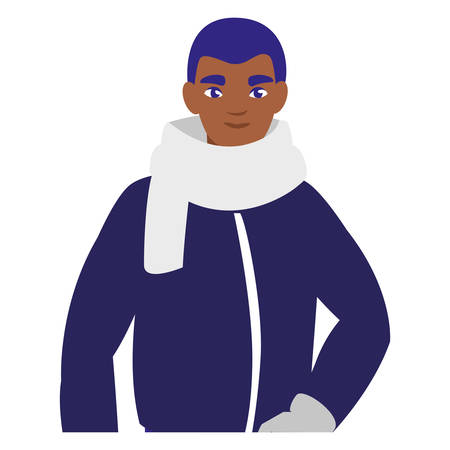 young man black with winter clothes vector illustration designのイラスト素材