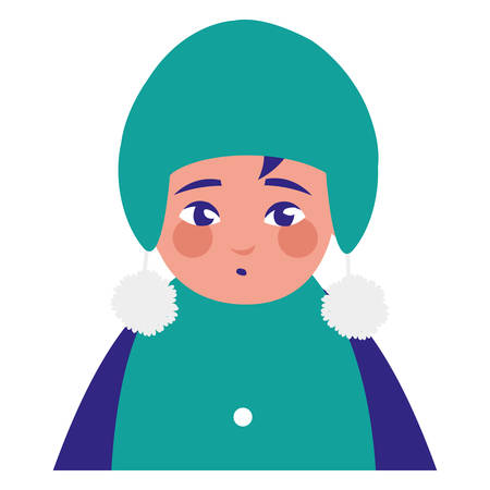 cute little boy with winter clothes vector illustration designのイラスト素材