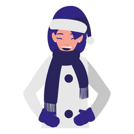 young woman with winter clothes vector illustration designのイラスト素材