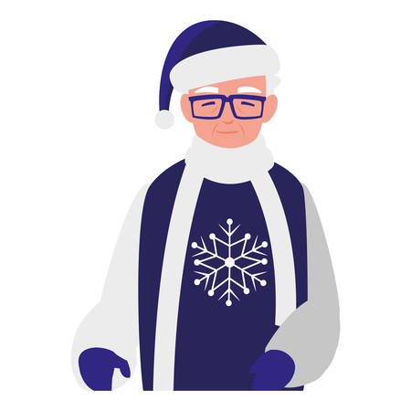 cute grandfather with winter clothes vector illustration designのイラスト素材
