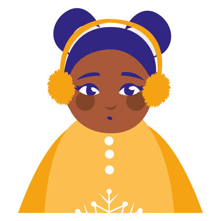 beautiful little black girl with winter clothes vector illustration designのイラスト素材