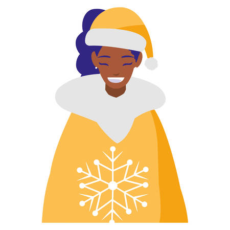 young black woman with winter clothes vector illustration designのイラスト素材