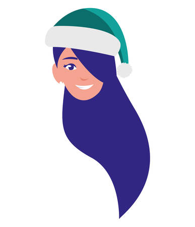 beautiful woman head with winter hat vector illustration designのイラスト素材