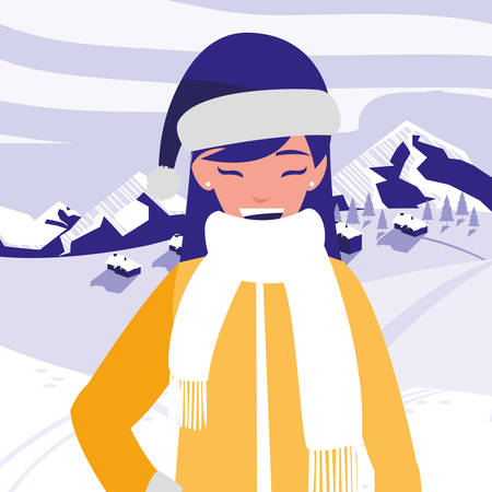 young woman with winter clothes vector illustration designのイラスト素材