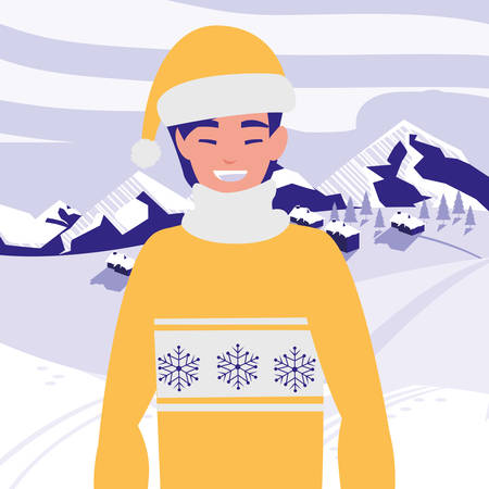 young man with winter clothes vector illustration designのイラスト素材