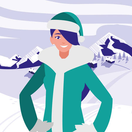 young woman with winter clothes vector illustration designのイラスト素材