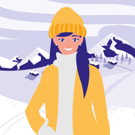 young woman with winter clothes vector illustration designのイラスト素材