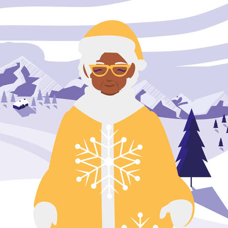 cute grandmother black with winter clothes vector illustration designのイラスト素材