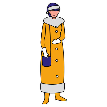 young woman with winter clothes vector illustration designのイラスト素材