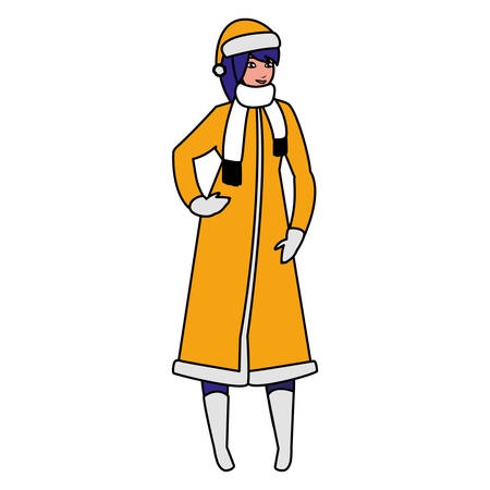 young woman with winter clothes vector illustration designのイラスト素材
