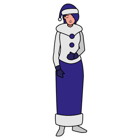 young woman with winter clothes vector illustration designのイラスト素材