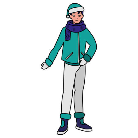 young man with winter clothes vector illustration designのイラスト素材
