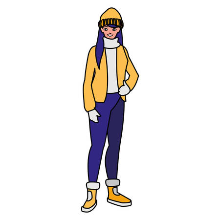 young woman with winter clothes vector illustration designのイラスト素材