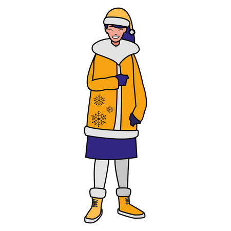 young woman with winter clothes vector illustration designのイラスト素材