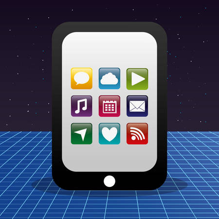 tablet with applications menu vector illustration designのイラスト素材