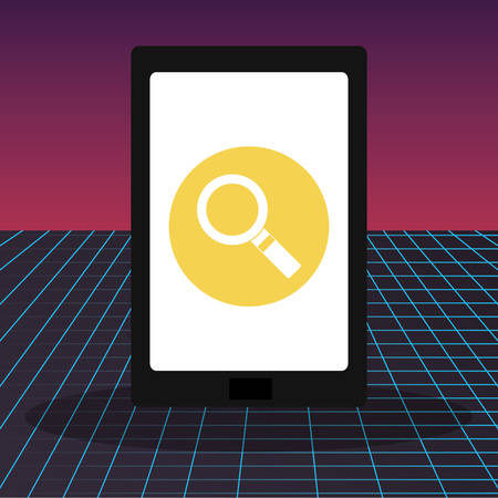 tablet with magnifying glass app vector illustration designのイラスト素材