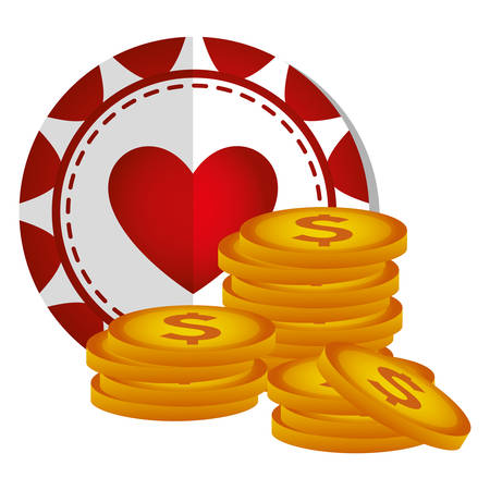 casino chips with money icons vector illustration designのイラスト素材