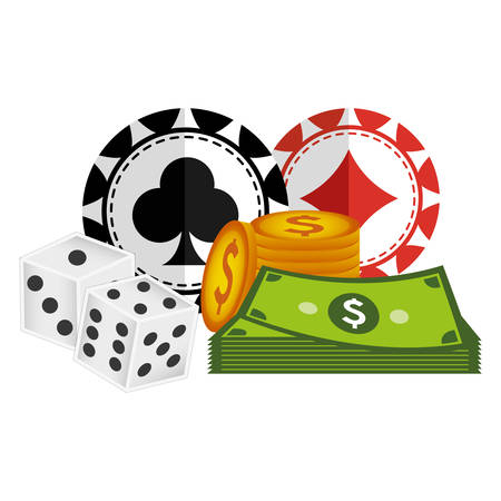 casino chips with money icons vector illustration designのイラスト素材
