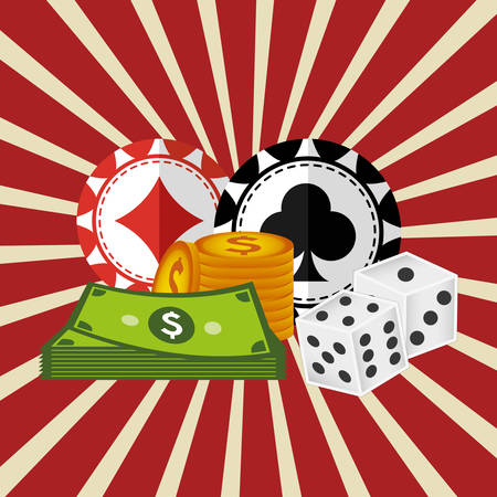 casino chips with money icons vector illustration designのイラスト素材