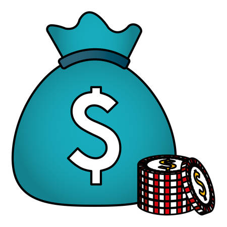 casino chips with money icons vector illustration designのイラスト素材