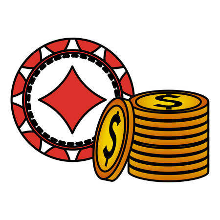 casino chips with money icons vector illustration designのイラスト素材