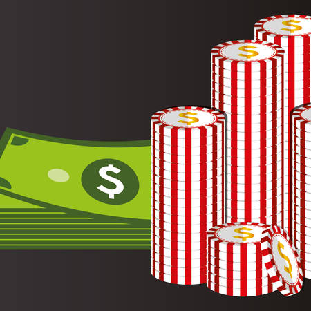 casino chips with money icons vector illustration designのイラスト素材