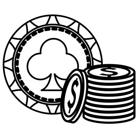 casino chips with money icons vector illustration designのイラスト素材