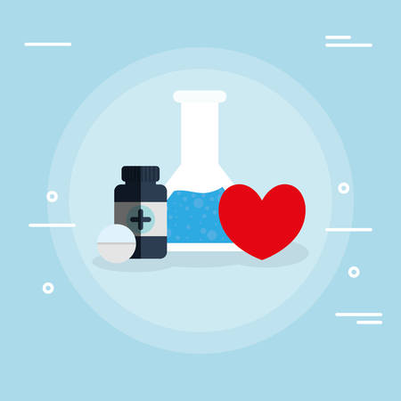 tube test flask with heart cardio vector illustration designのイラスト素材