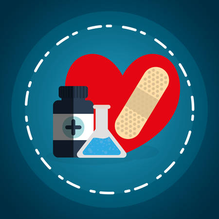 heart cardio with medicine bottle vector illustration designのイラスト素材