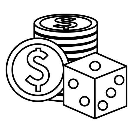casino dice with money icons vector illustration designのイラスト素材