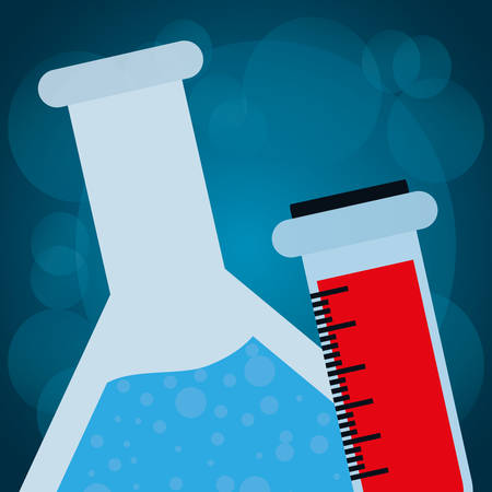 tube test flask and blood vector illustration designのイラスト素材