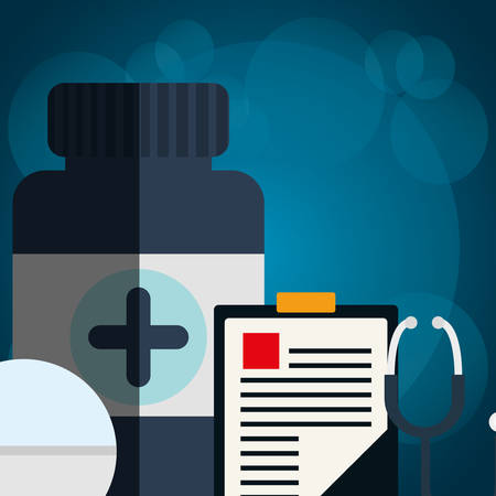medical order checklist with bottle drugs vector illustration designのイラスト素材