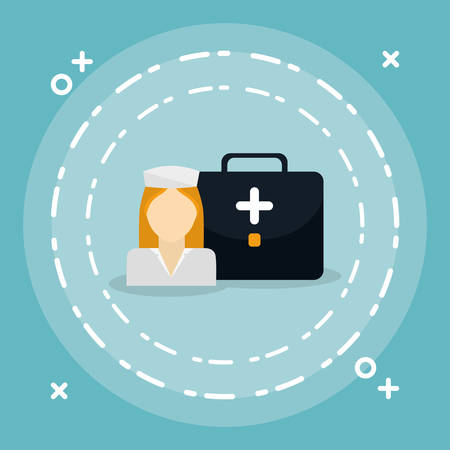 medical nurse with medical kit vector illustration designのイラスト素材