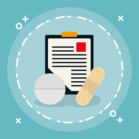 medical order checklist with pill drug vector illustration designのイラスト素材