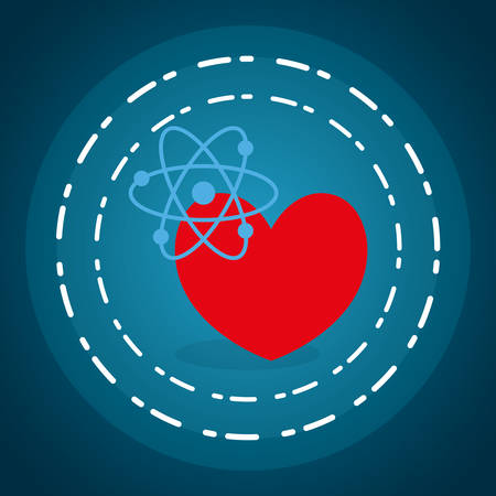 heart cardio with atom molecule vector illustration designのイラスト素材