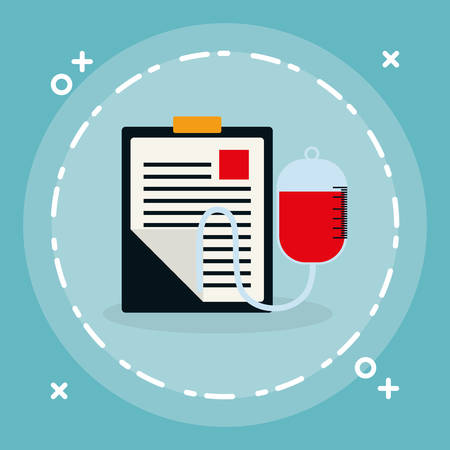 medical order checklist with blood bag vector illustration designのイラスト素材