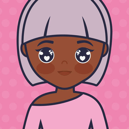 cute and little girl character vector illustration designのイラスト素材